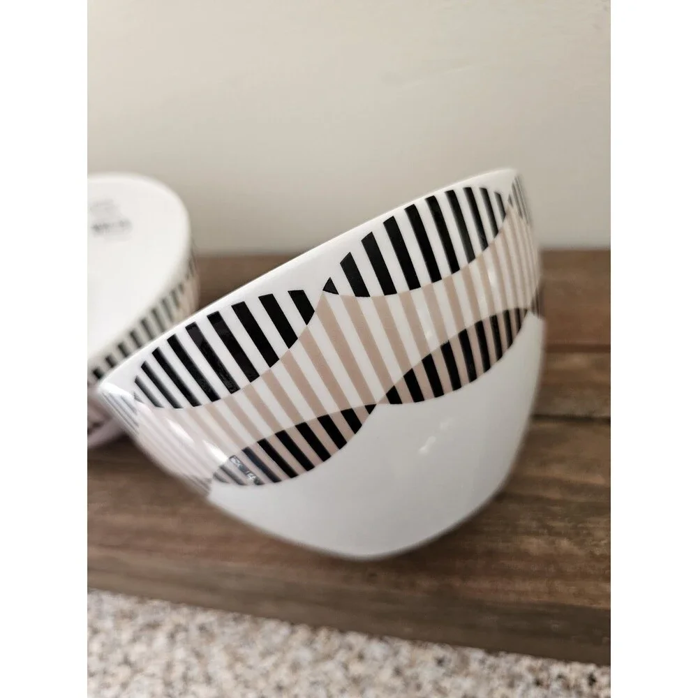 2 LENOX Luca Andrisani Linea Ottica Arch All Purpose Bowls Brown Black Modern